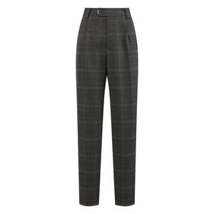 Plaid Work Pant Vintage Houndstooth Tartan Straight Long Trouser Dark Grey